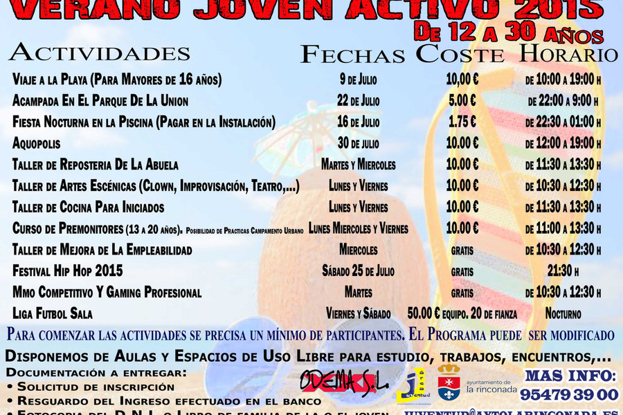 Juventud ofrece doce actividades programadas en su programa Verano Joven Activo