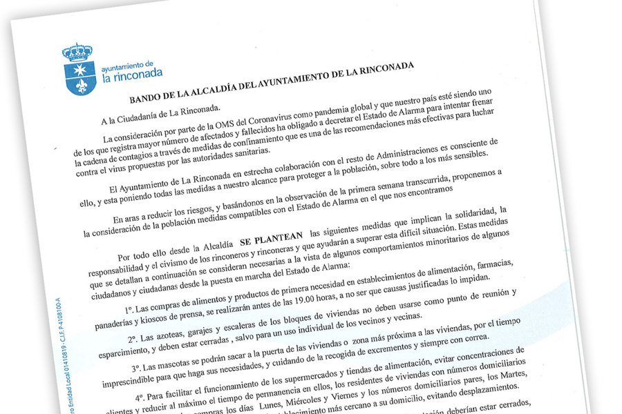 La Rinconada recomienda nuevas medidas para frenar el avance del Covid 19