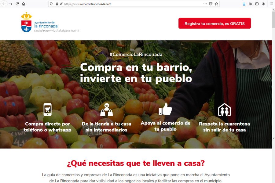 La Rinconada crea la web comerciolarinconada.es dentro de su Plan de Digitalización