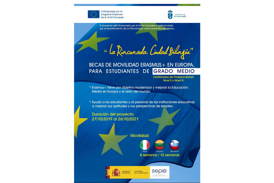 Abierta la tercera convocatoria para las Becas Erasmus + ‘La Rinconada, Ciudad Bilingüe’