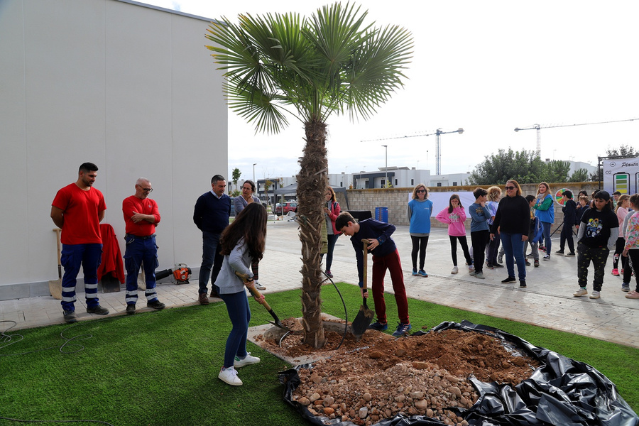 Escolares plantan árboles en una actividad de concienciación del área de Medio Ambiente