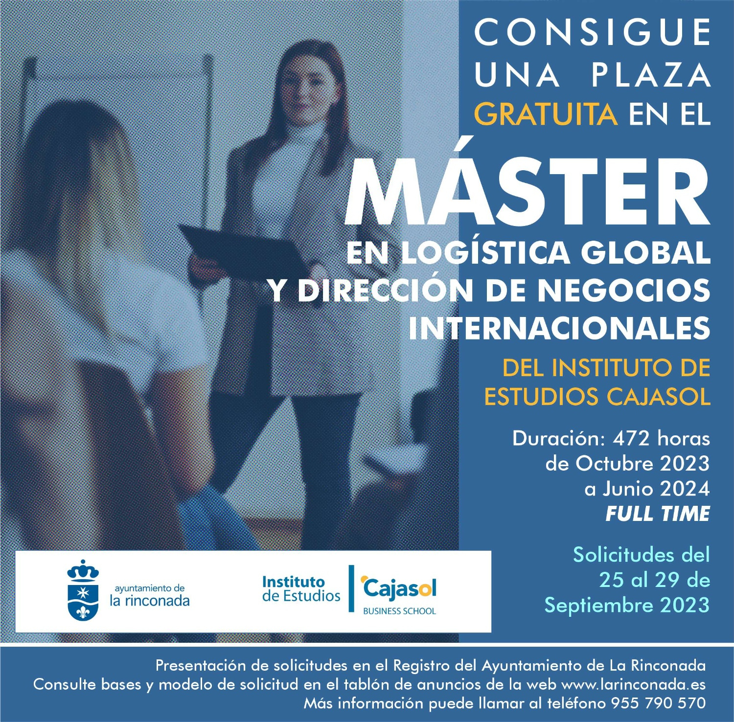 Ayuntamiento e Instituto de Estudios Cajasol firman convenio para otorgar becas íntegras de matrícula del Máster en Logística Global y Dirección de Negocios Internacionales
