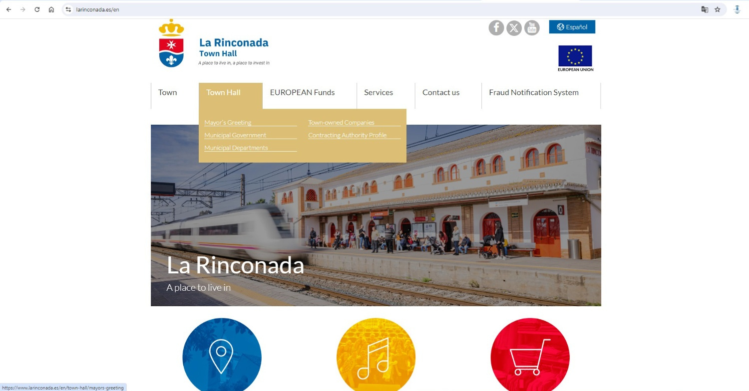 ‘La Rinconada Town Hall’, la versión en inglés de la web del Ayuntamiento