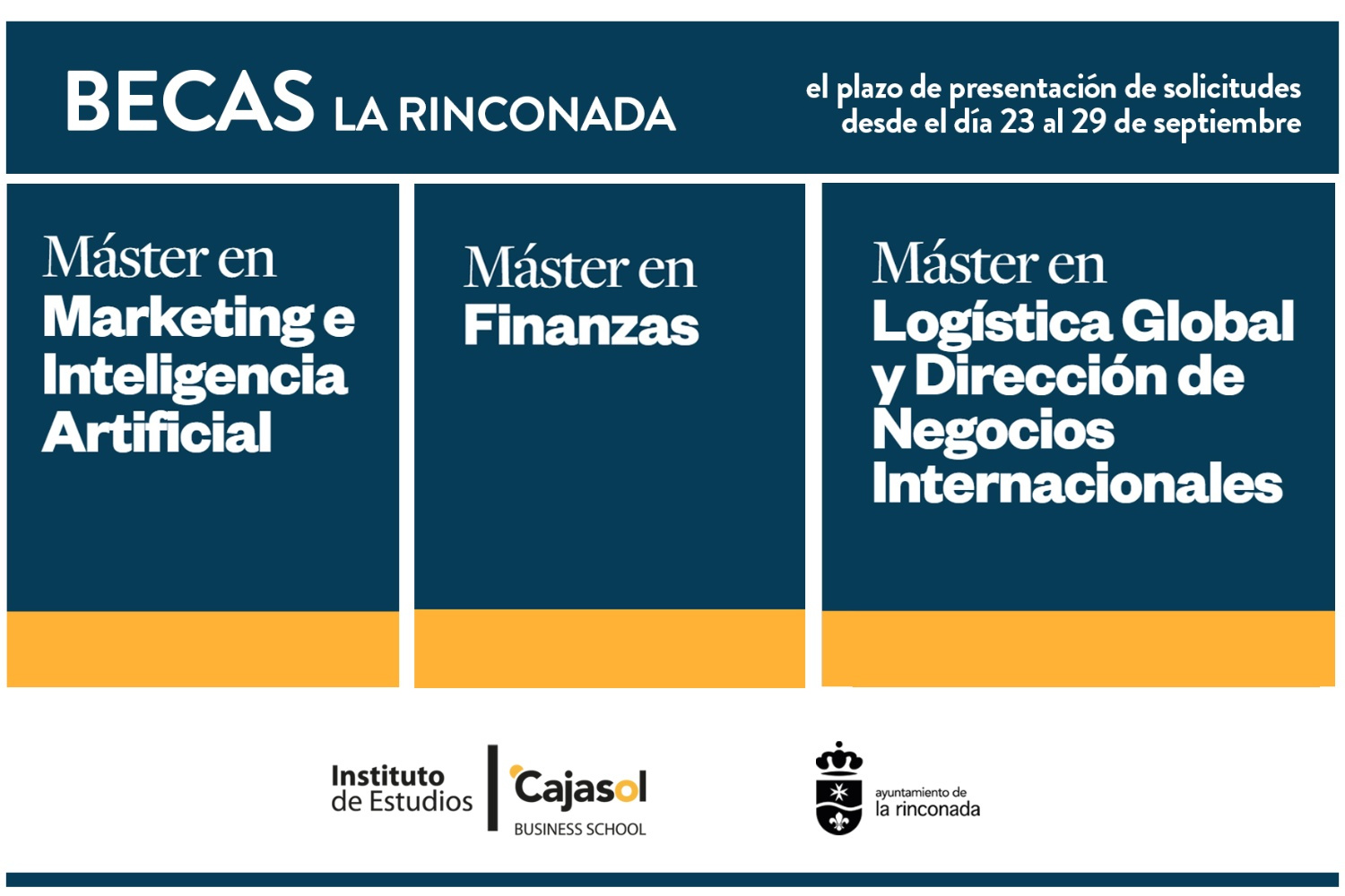 Becas íntegras de matrícula en tres másteres del Instituto Cajasol para jóvenes del municipio